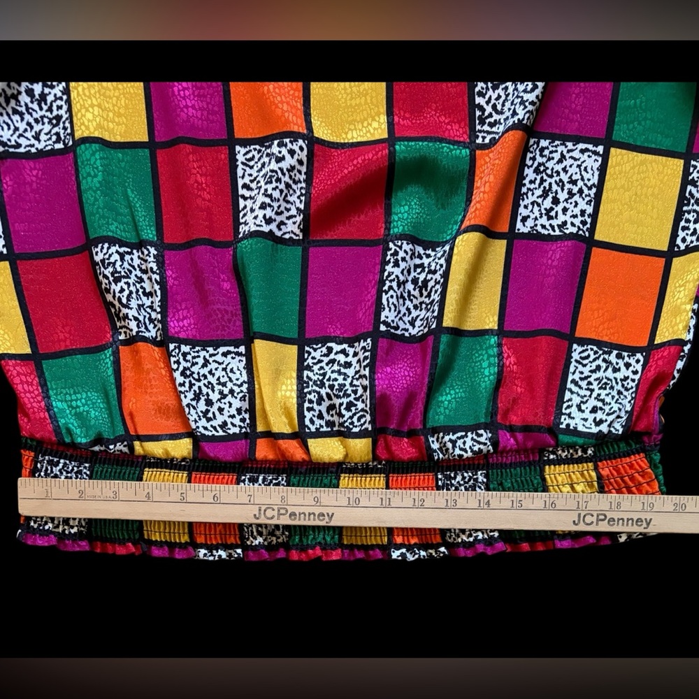 90βs Colorblock Checker Blouse - Multicolor - Picture 7 of 13